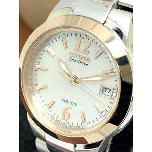 Citizen Women's Eco-Drive Silver and Rose Gold Two-Tone Watch